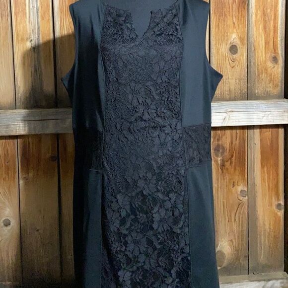 Covington Woman dress sheath lace black sleeveless plus 2X NWT FIRM on PRICE - Picture 3 of 4
